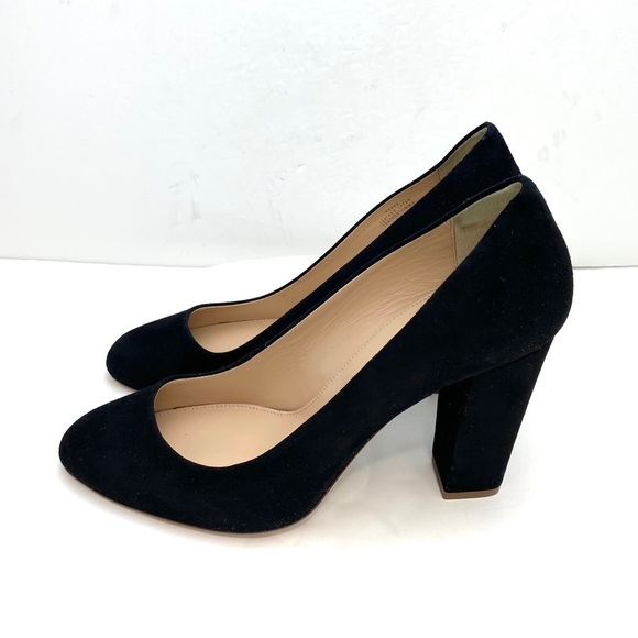 J. Crew Suede Pointed Toe Block Heel Pumps in Black Size 10 #B0942 - Picture 5 of 12